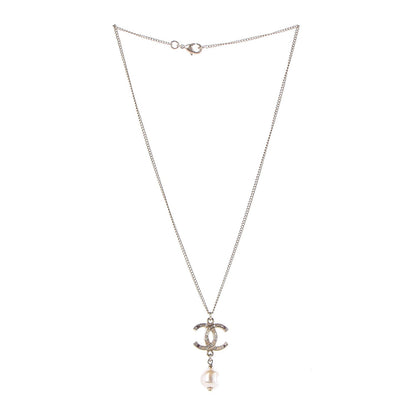 Chanel Pearl Crystal CC Drop Necklace Light Gold 3 of 5