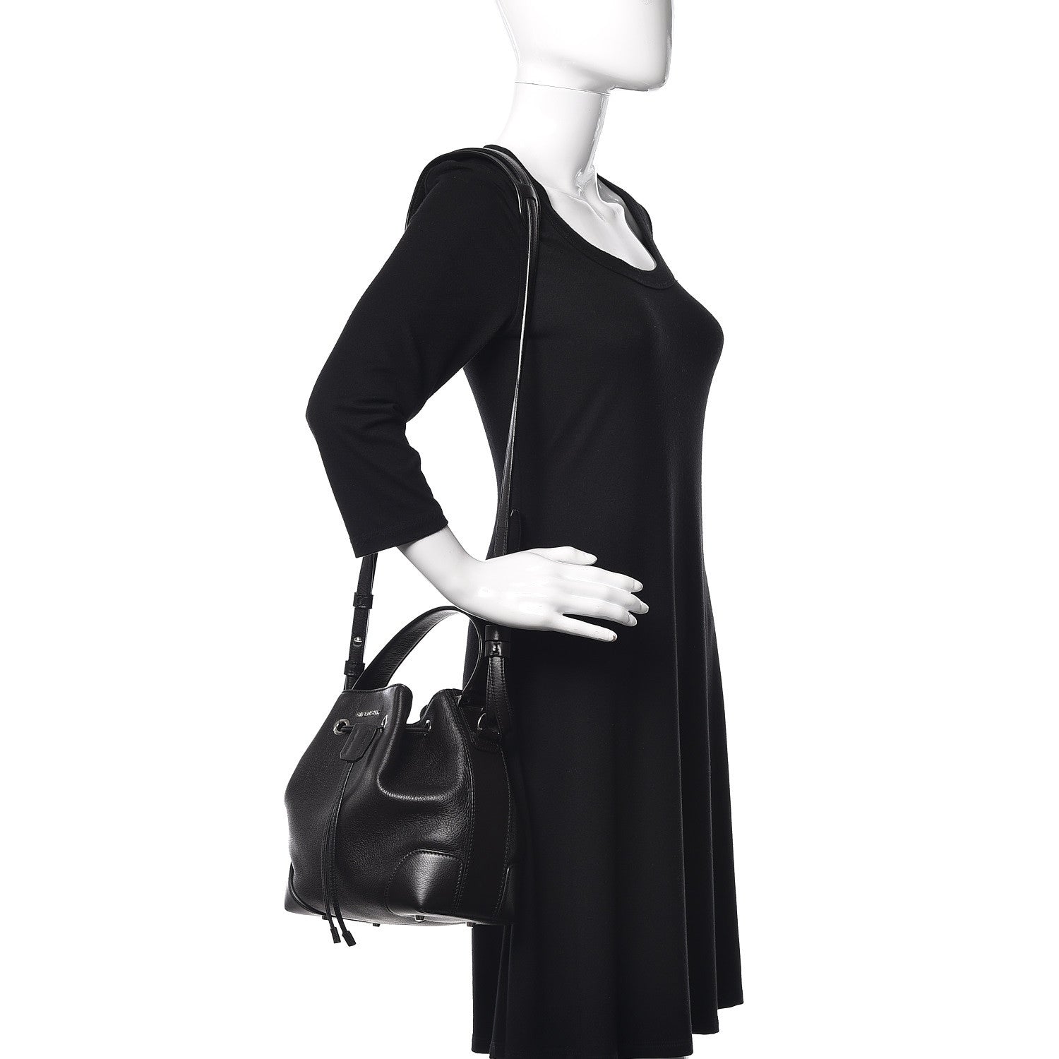 Givenchy Calfskin Small Lucrezia Drawstring Bucket Bag Black 2 of 13
