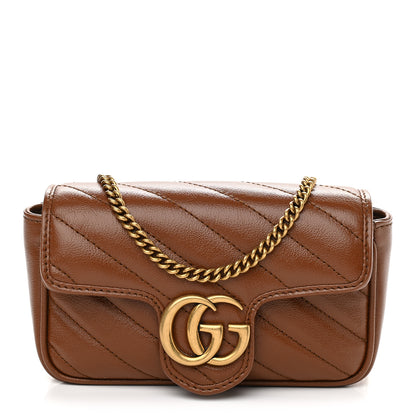 Gucci Azalea Calfskin Matelasse Diagonal Super Mini GG Marmont Shoulder Bag Cuir 1 of 9