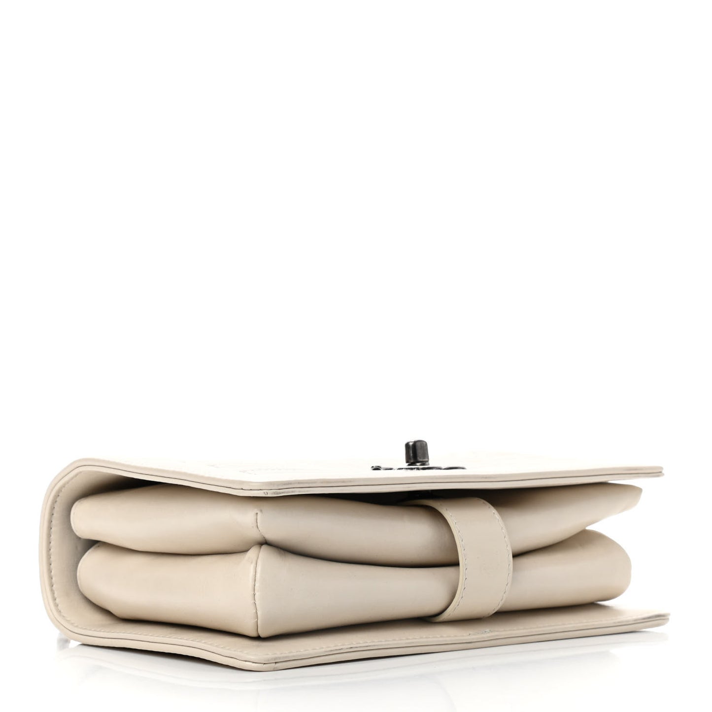 Calfskin Quilted Small Korean Garden Flap Off White