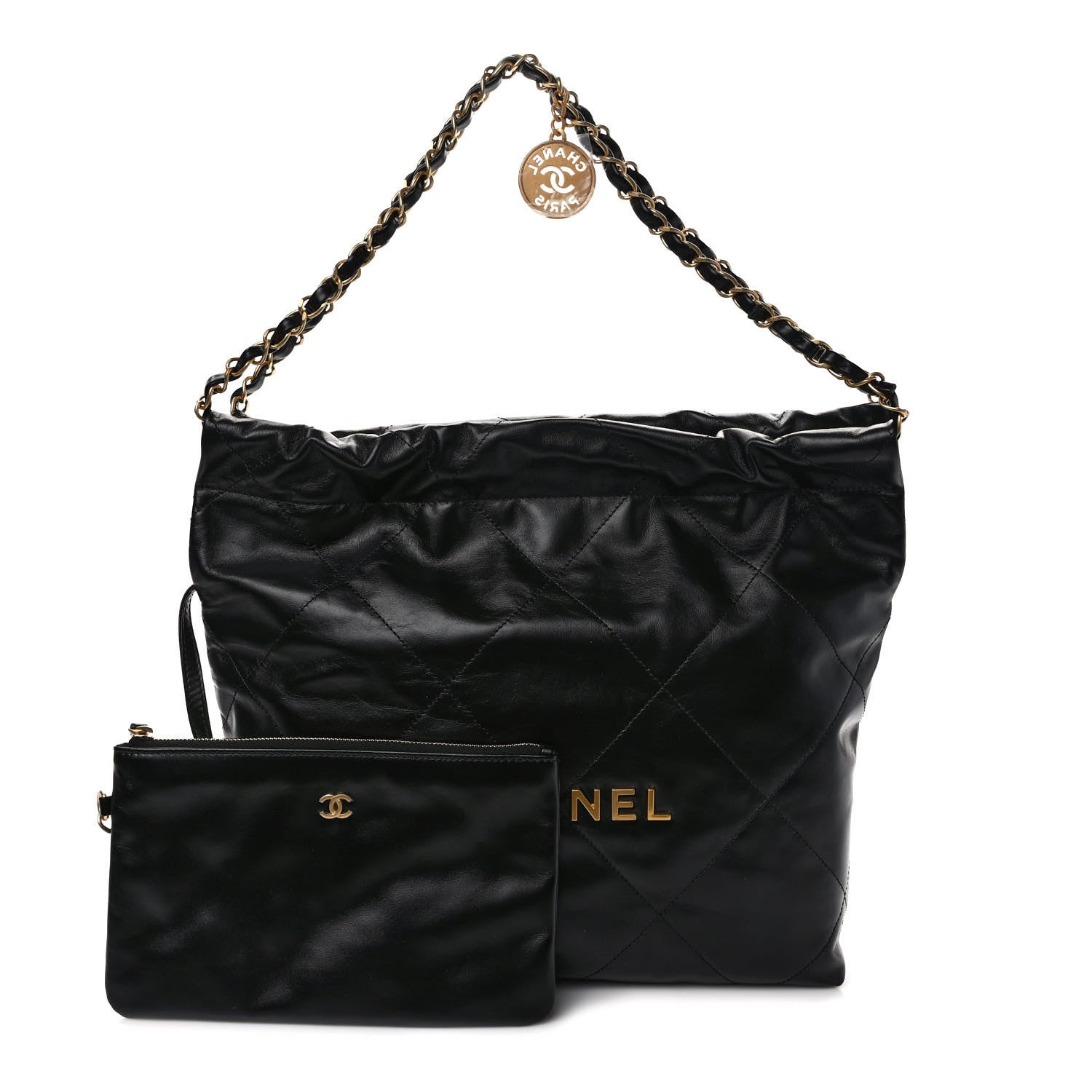 Chanel Shiny Calfskin Quilted Small Chanel 22 Black 1 of 10