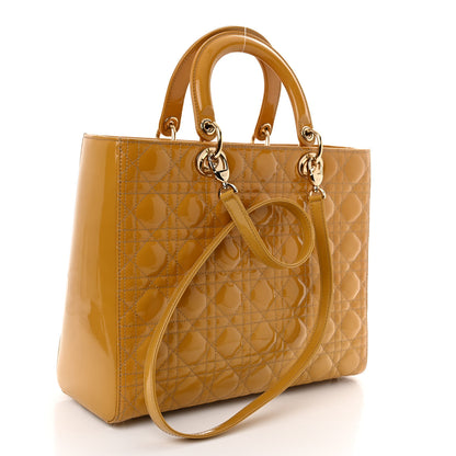 Christian Dior Patent Cannage Large Lady Dior Dark Beige 3 of 11