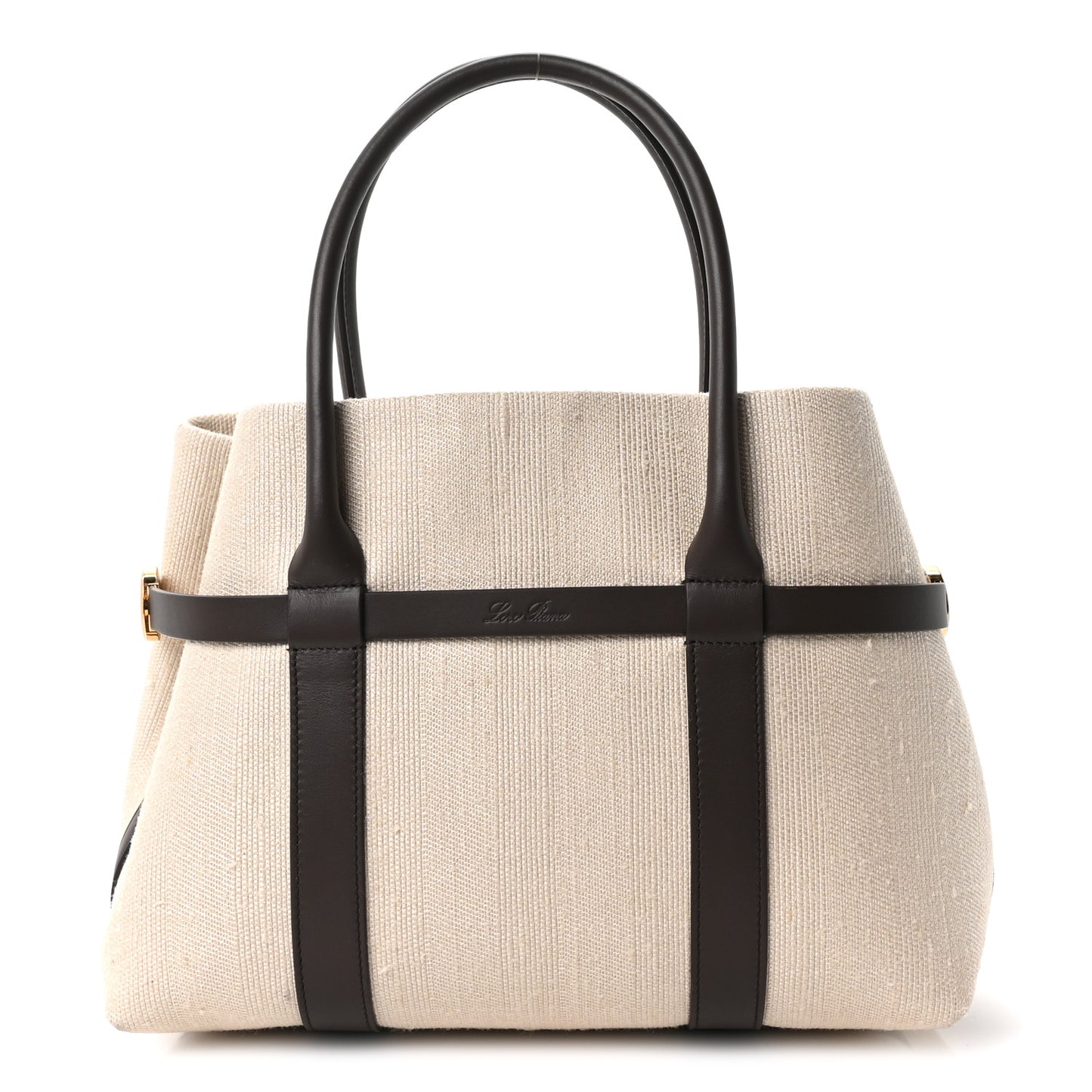 Silk Calfskin Small Ghiera Shopper Tote Milk Amber Dark Chocolate Licorice