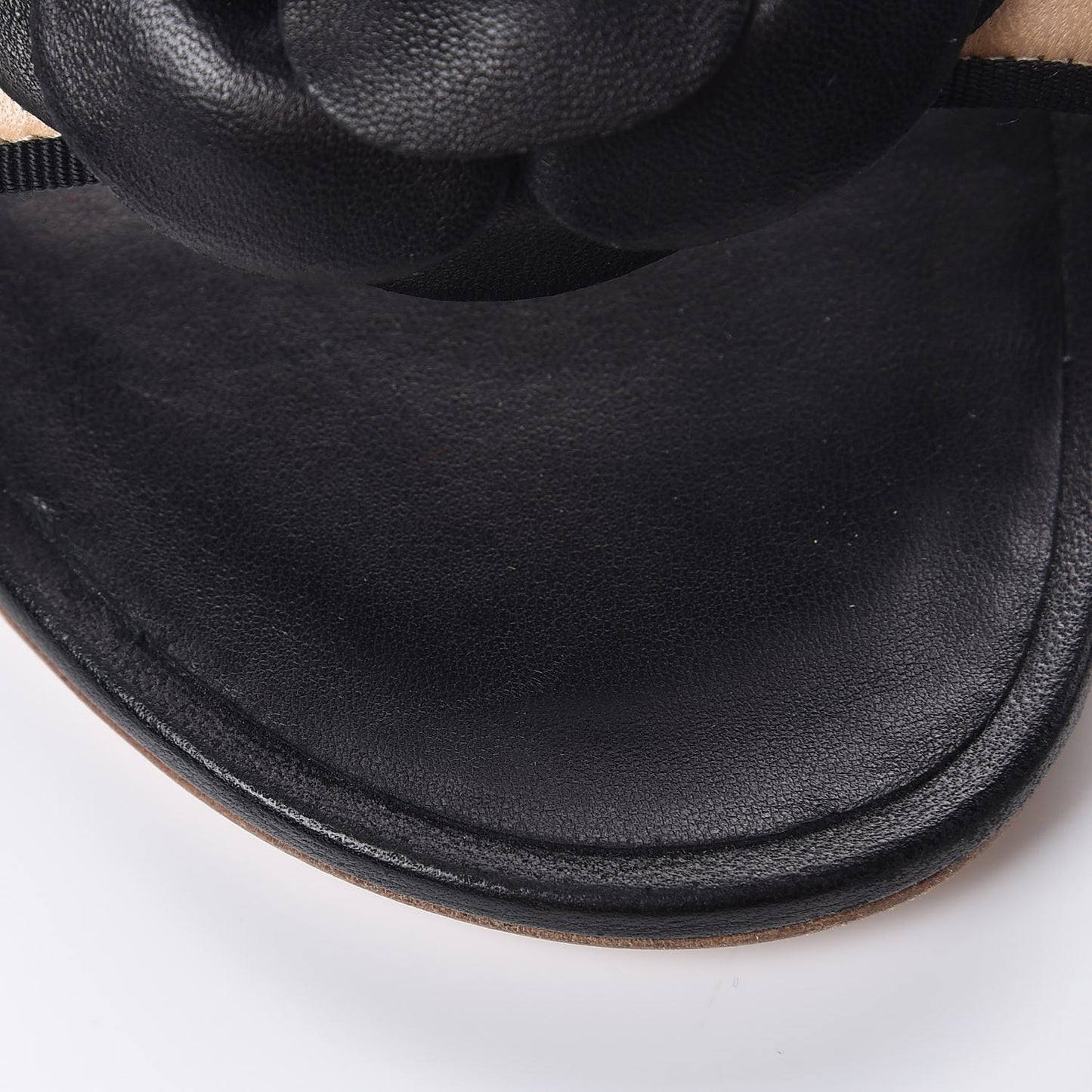 Calfskin Camellia Sandal Mules 41 Beige Black