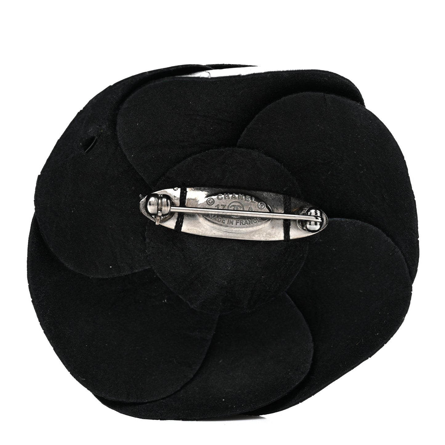 Lambskin Camellia Brooch Black