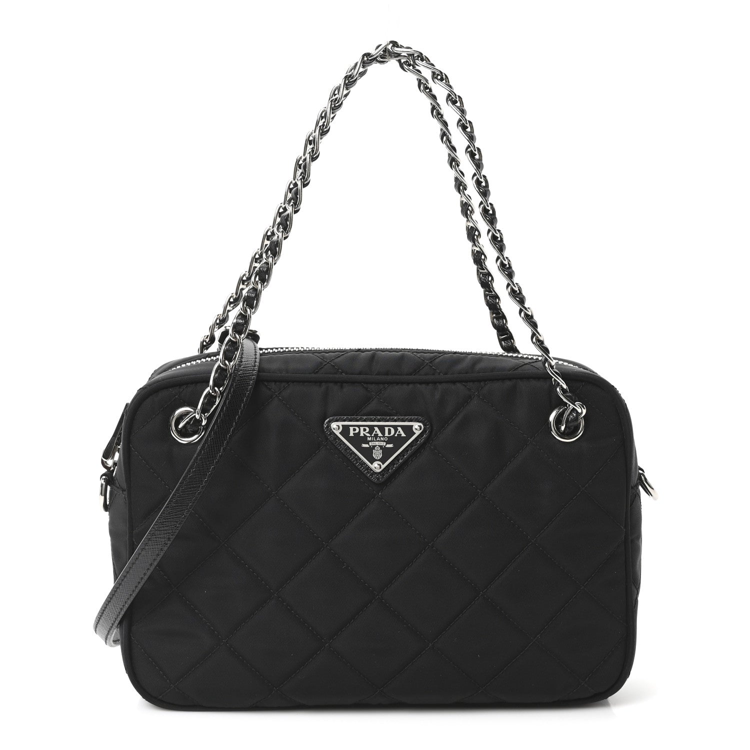 Prada Nylon Tessuto Impuntu Quilted Bandoliera Crossbody Bag Black 1 of 10