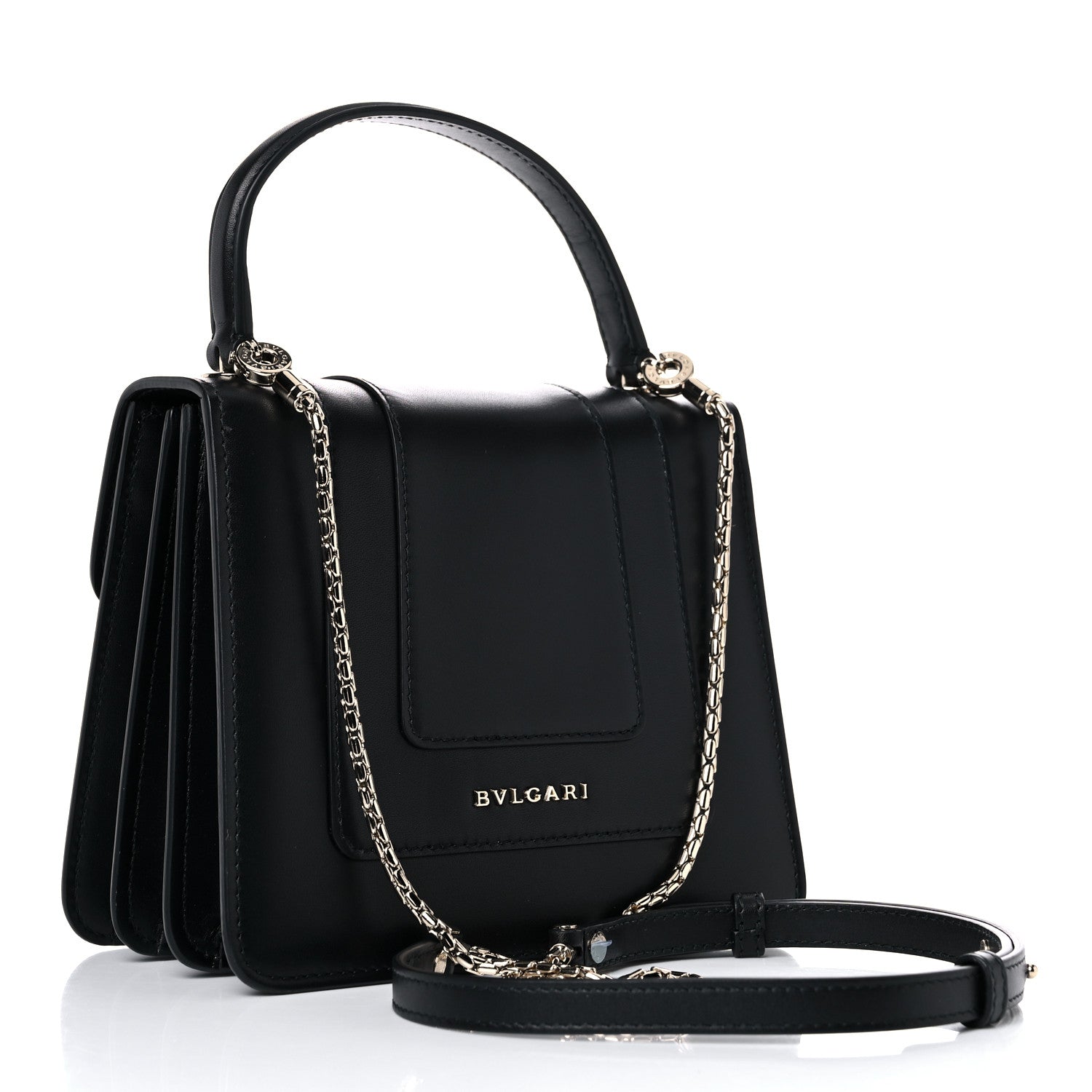 Bulgari Calfskin Serpenti Forever Top Handle Black 5 of 13