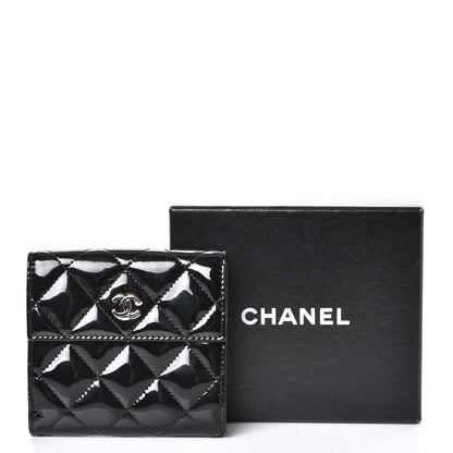 Chanel Patent Quilted Compact French Flap Wallet Black 9 of 9