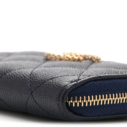 Chanel Caviar Quilted Perforated CC Zip Coin Purse  Navy 9 of 9