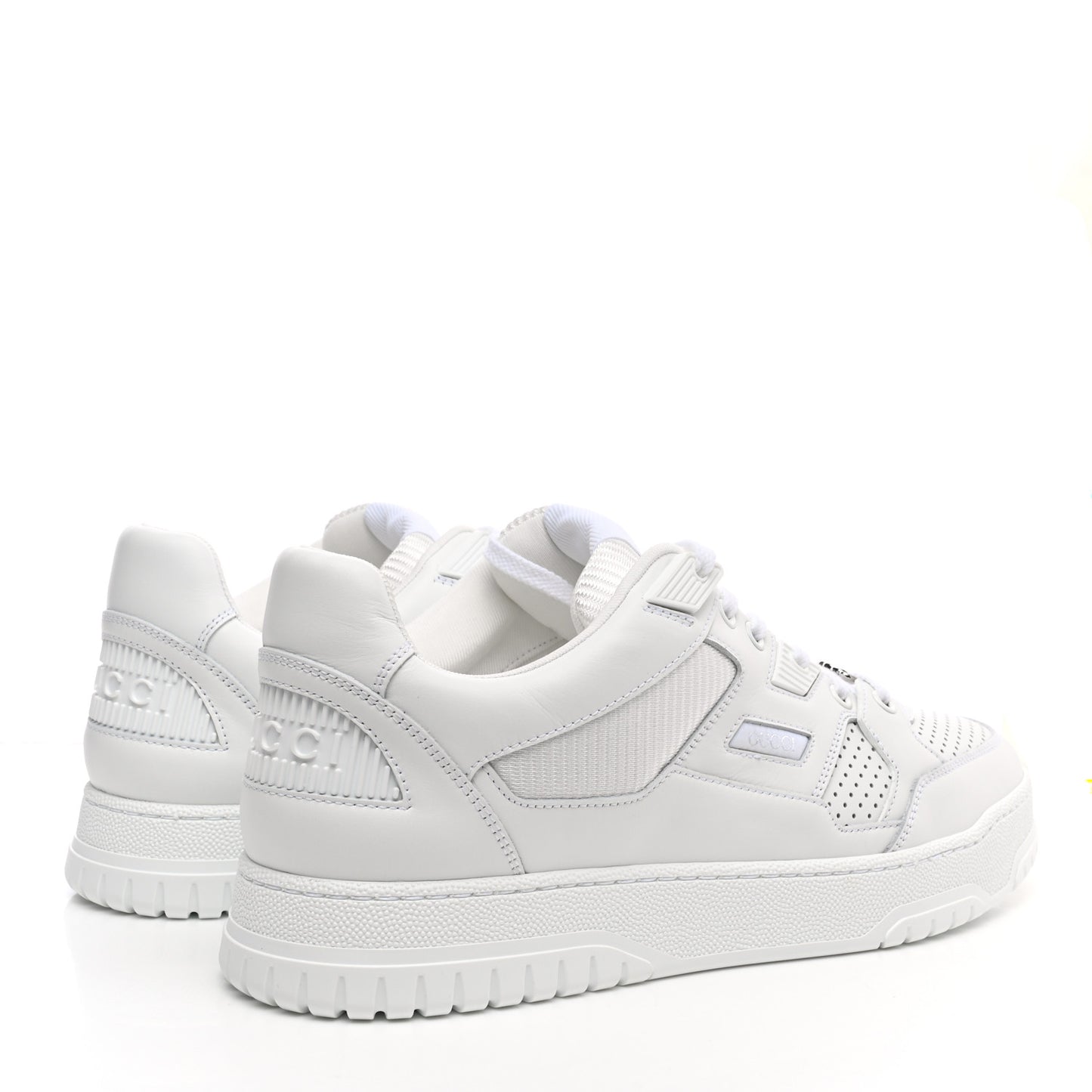 Calfskin Perforated Mens Interlocking G Sneakers 8 Great White