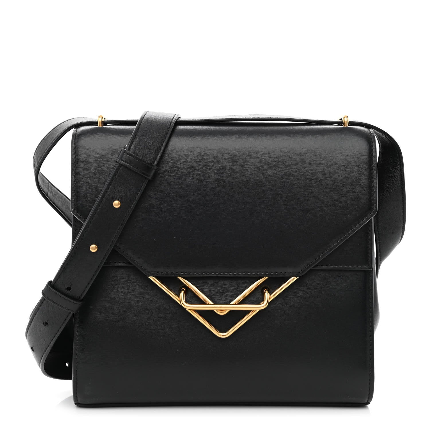 Bottega Veneta Box Calfskin Nappa Clip Bag Black 1 of 9
