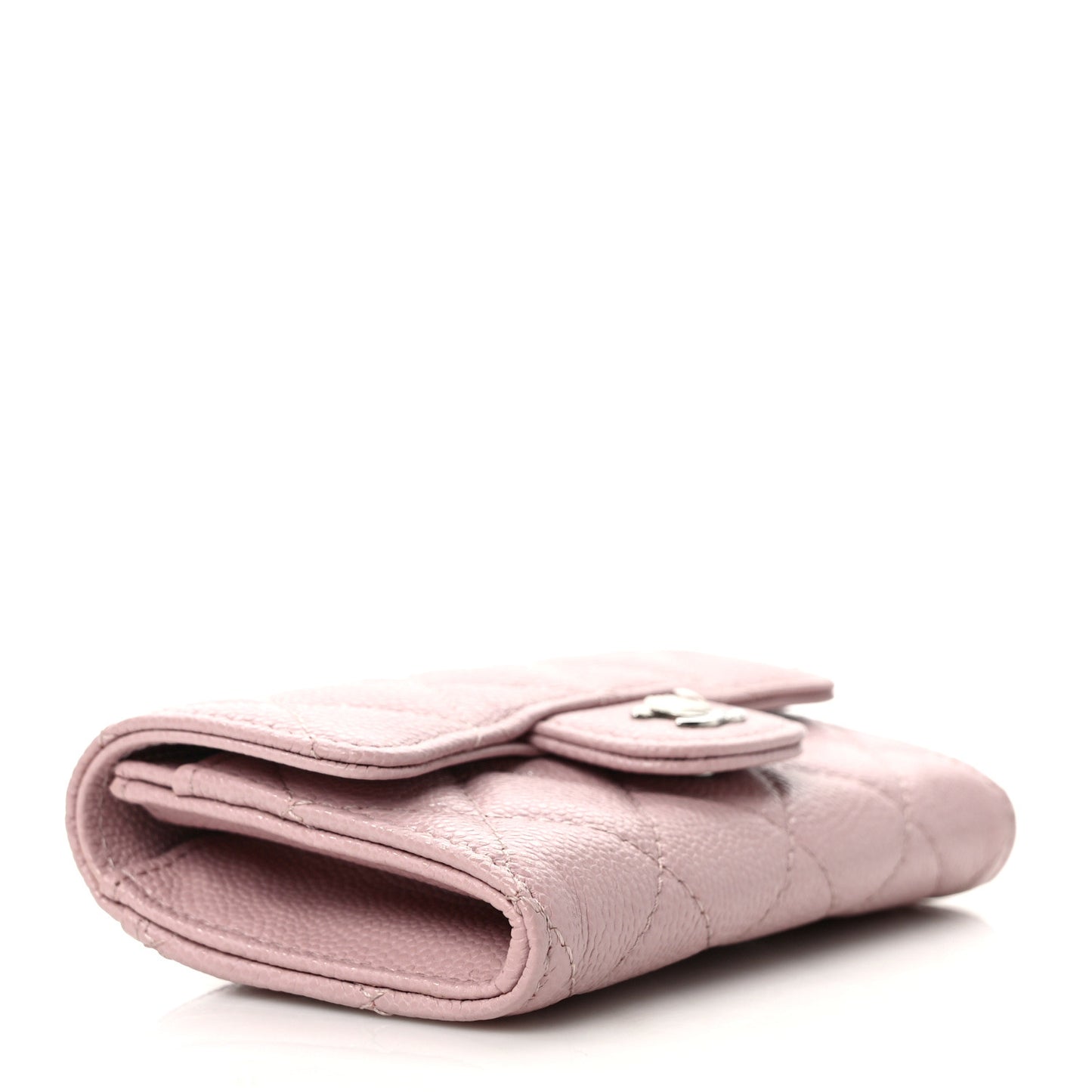 Caviar Quilted Flap Card Holder Wallet Light Pink