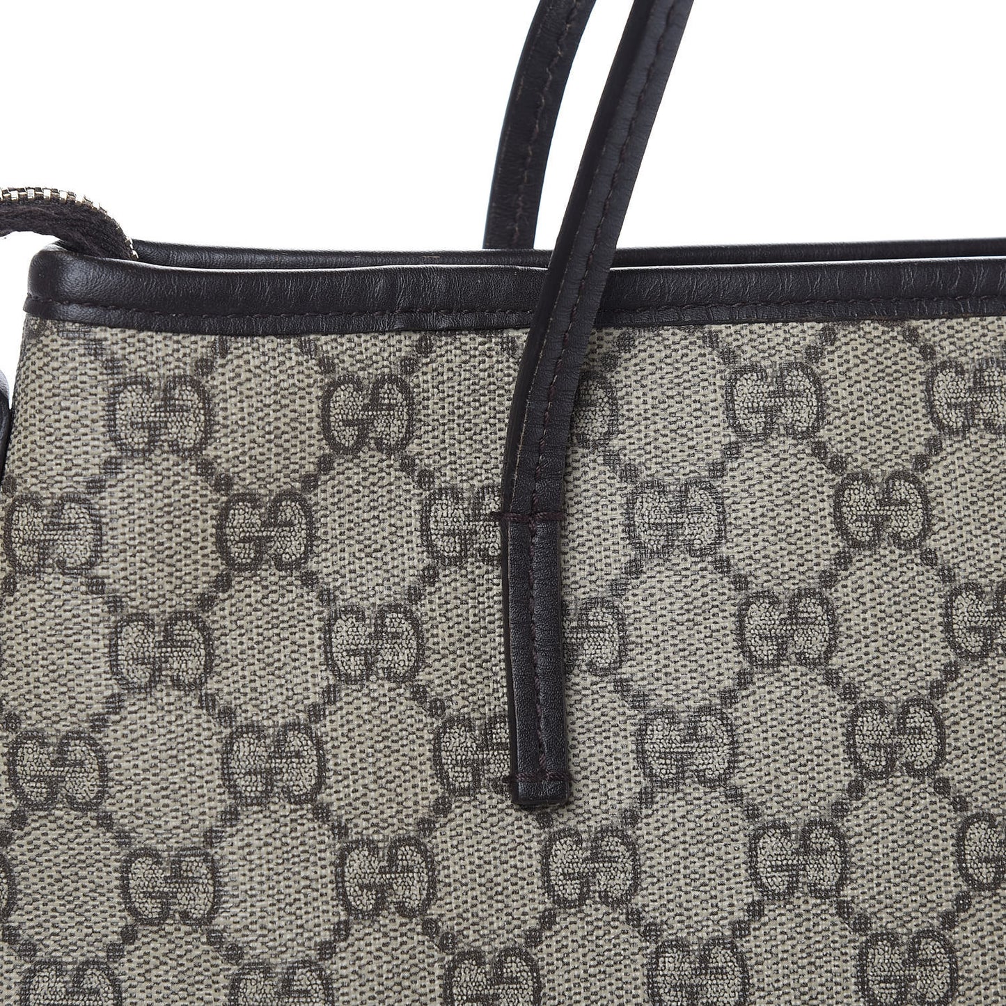 GG Supreme Monogram Small Zippered Tote Dark Brown
