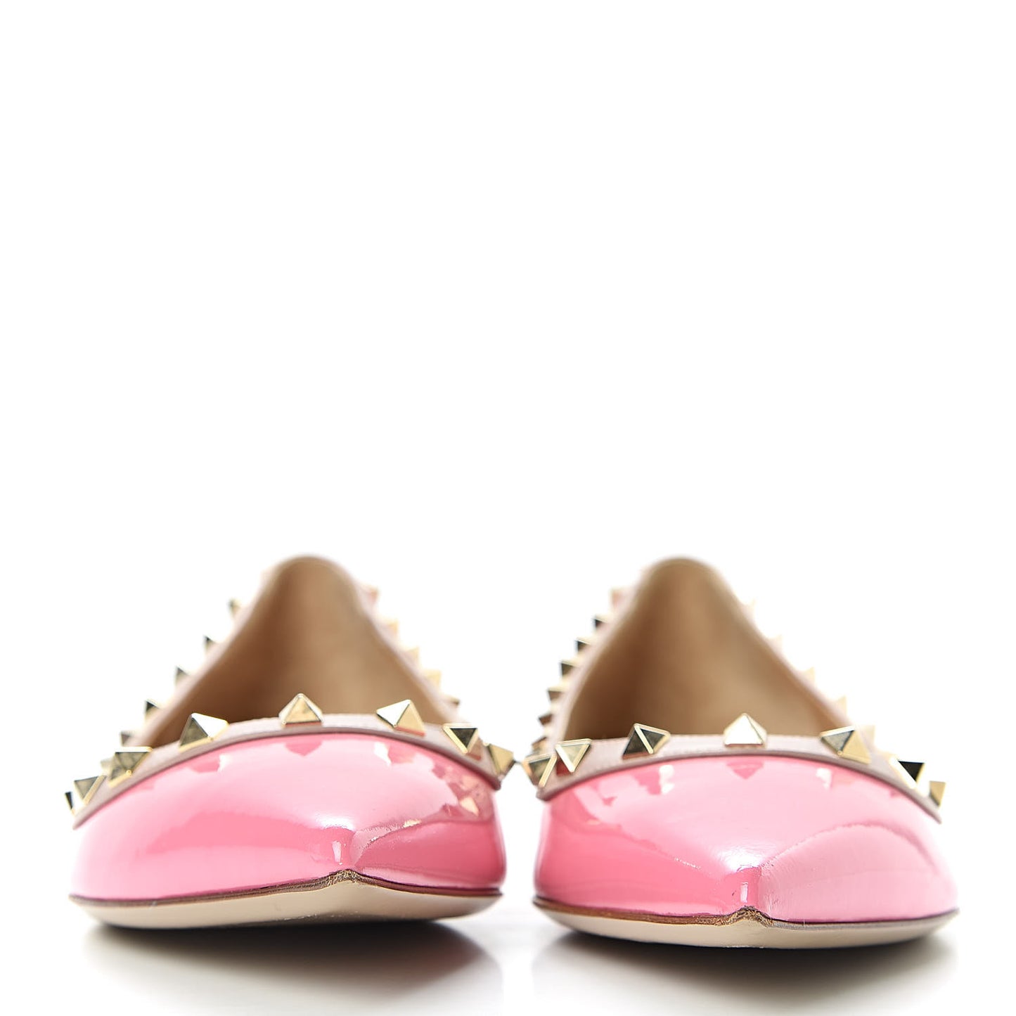 Patent Nappa Rockstud Ballerina Flats 41 Ninphea Poudre
