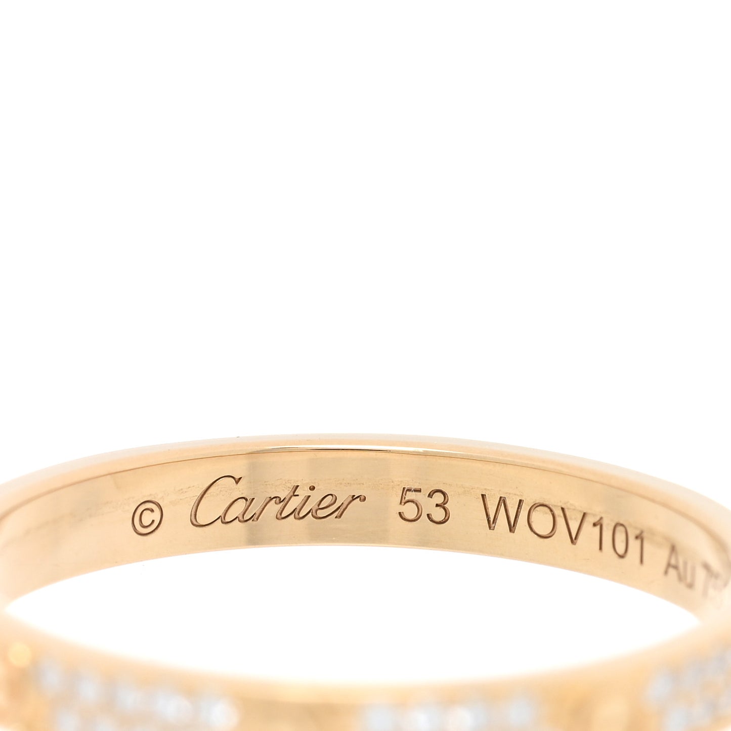 18K Yellow Gold Diamond 2.6mm LOVE Paved Band Ring 53 6.25