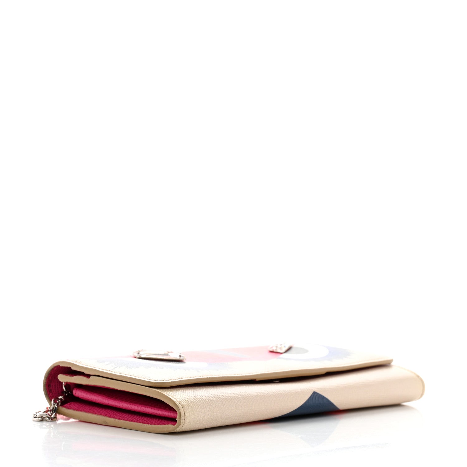 Fendi Vitello Elite Crystal Eye Monster Continental Wallet on Chain Bellini Multicolor 4 of 8