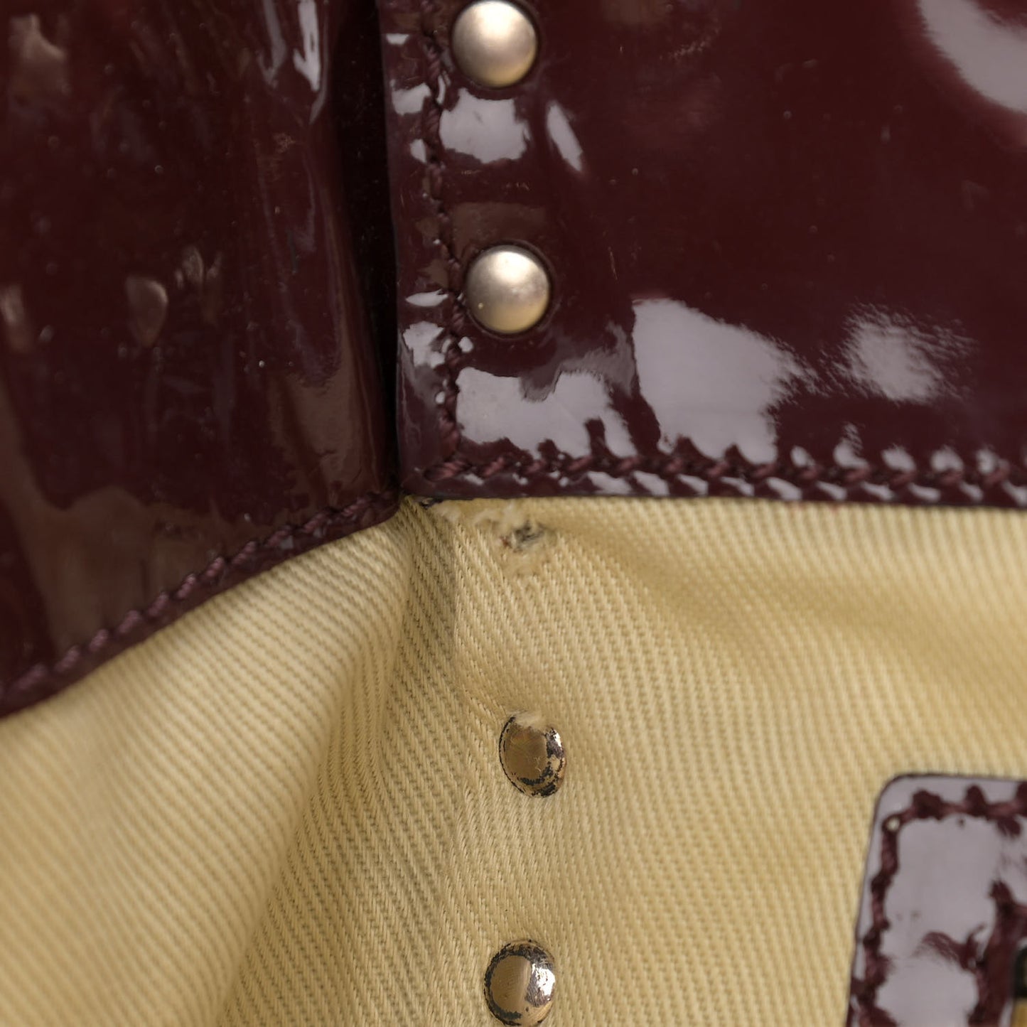 Patent Small Rockstud Double Handle Tote Rubin