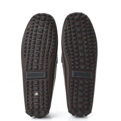 Gucci Soft Clove Calfskin Web Mens Horsebit Driver Loafers 8.5 Cocoa 5 of 8