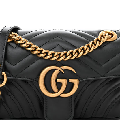 Gucci Calfskin Matelasse Mini GG Marmont Shoulder Bag Black 8 of 10