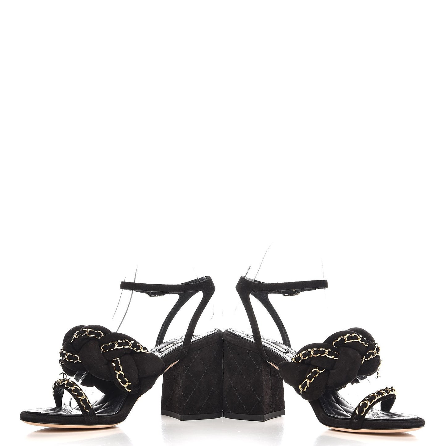 Kid Suede Chain Braided Sandals 36 Black