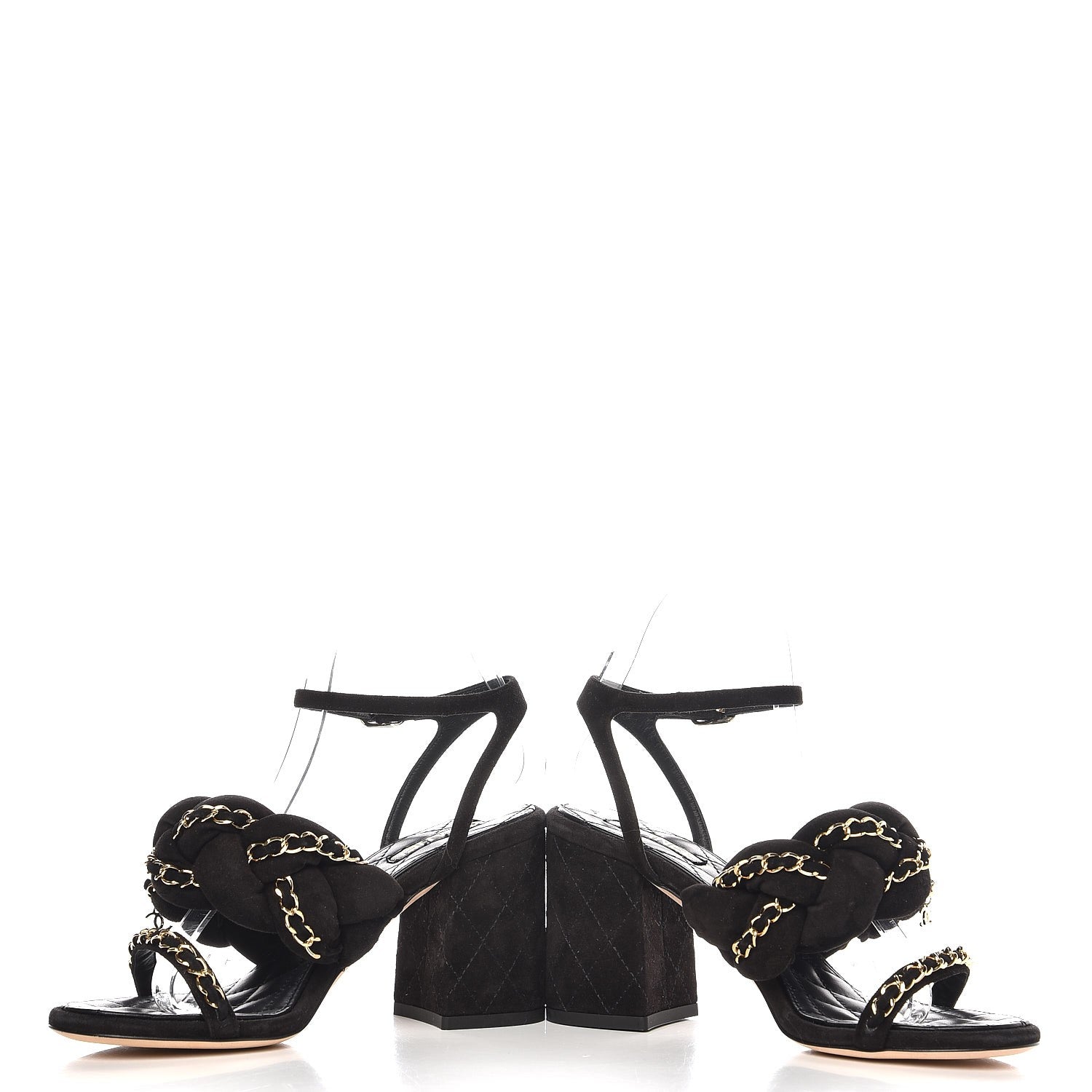 Chanel Kid Suede Chain Braided Sandals 36 Black 8 of 9