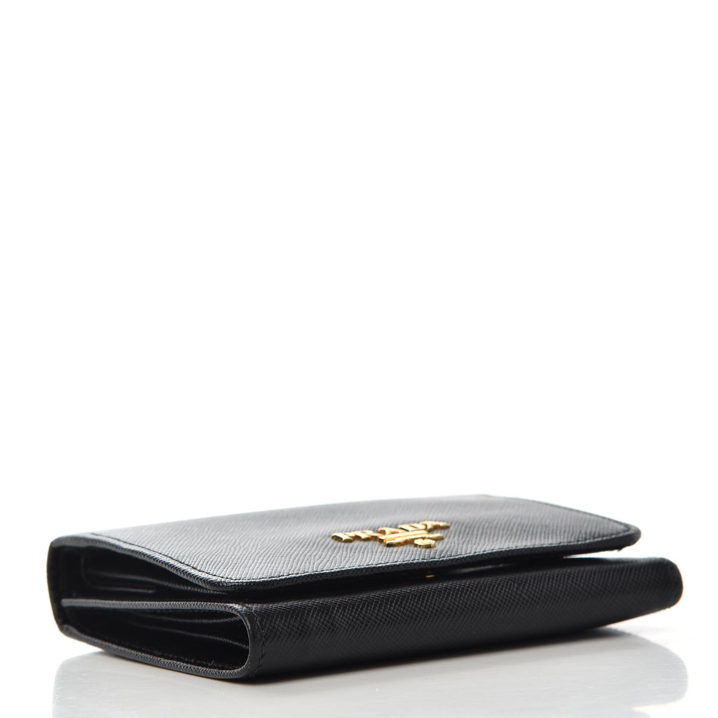 Saffiano Metal Tri-Fold Wallet Black