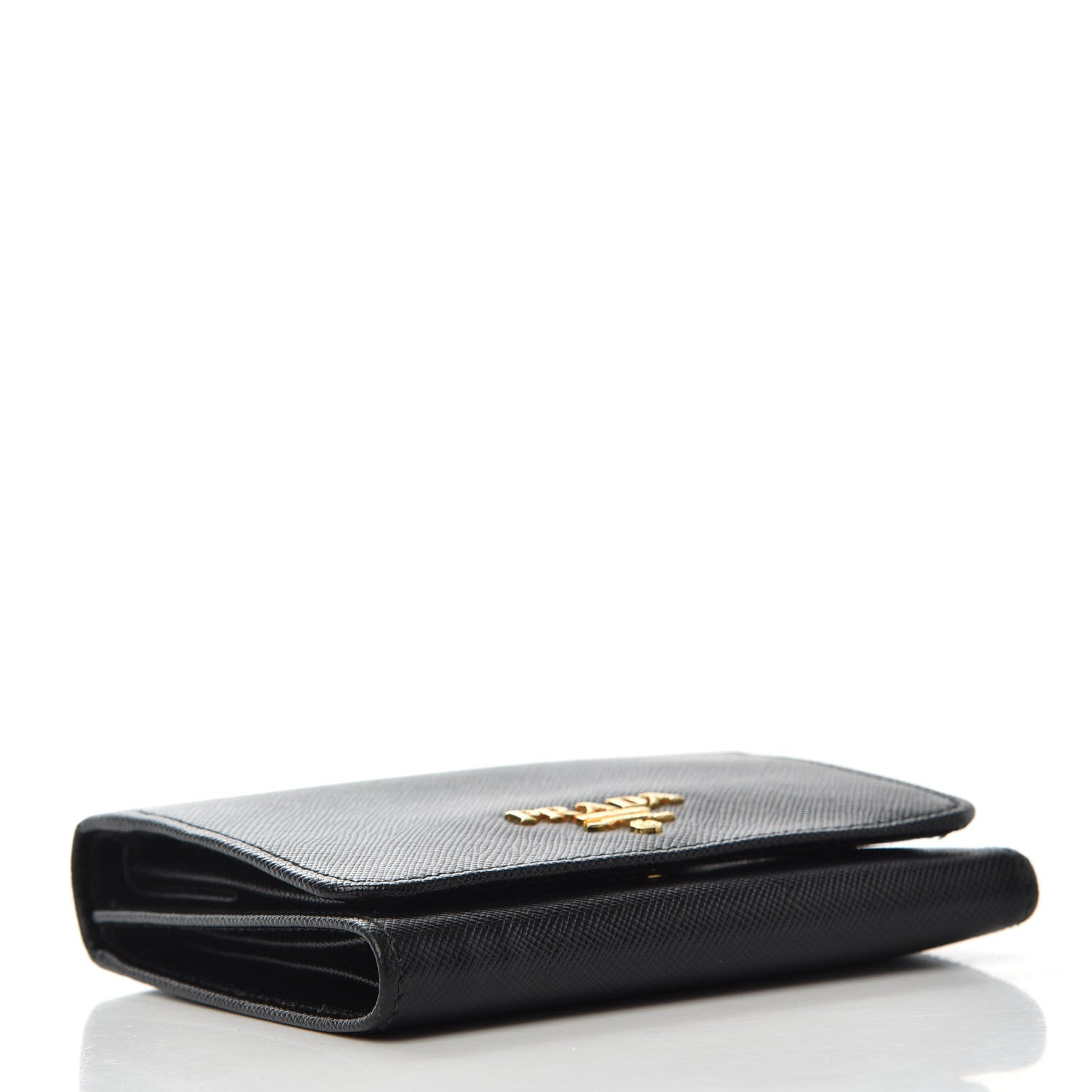 Prada Saffiano Metal Tri-Fold Wallet Black 4 of 6
