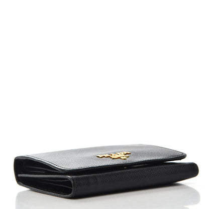 Prada Saffiano Metal Tri-Fold Wallet Black 4 of 6