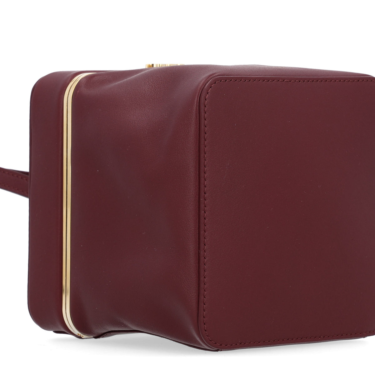 Supple Calfskin Cube Frame Bag Syrah