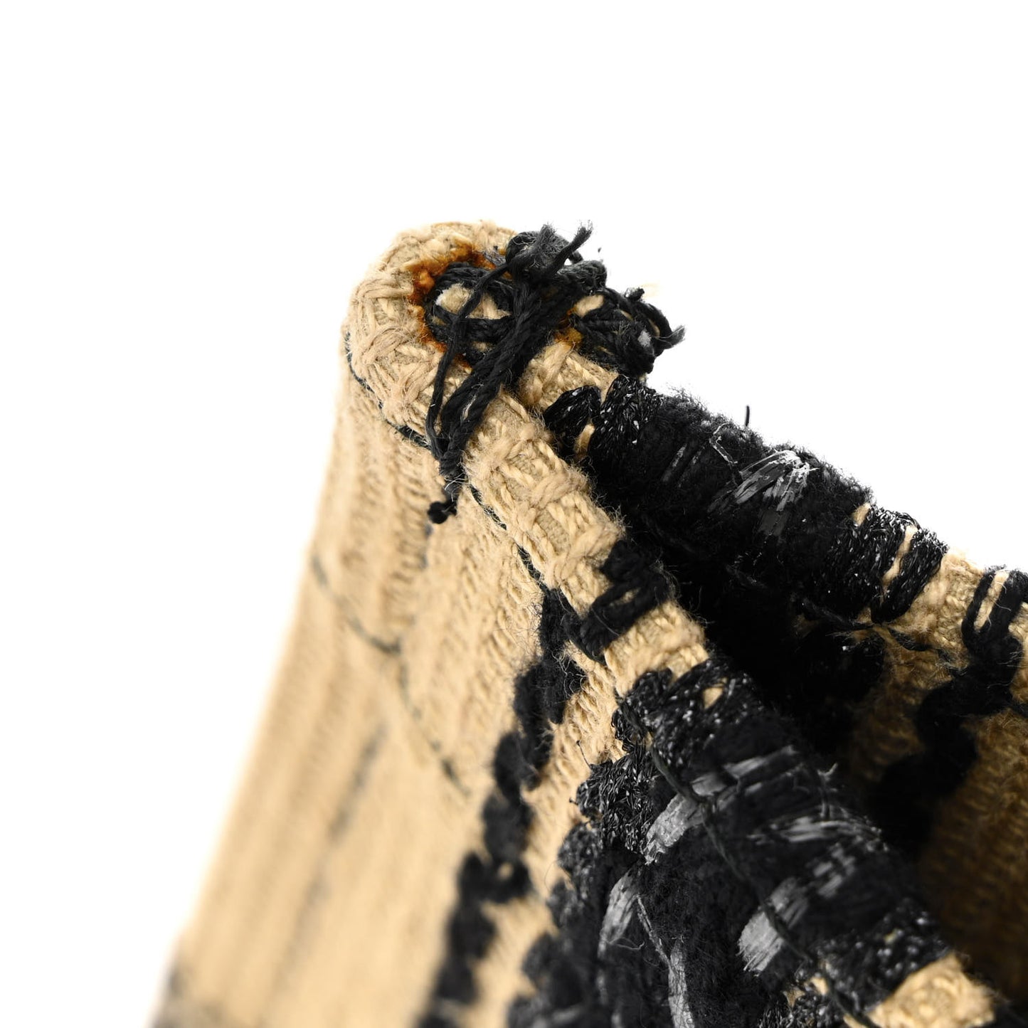 Canvas Embroidered Medium Bayadere Book Tote Black Beige