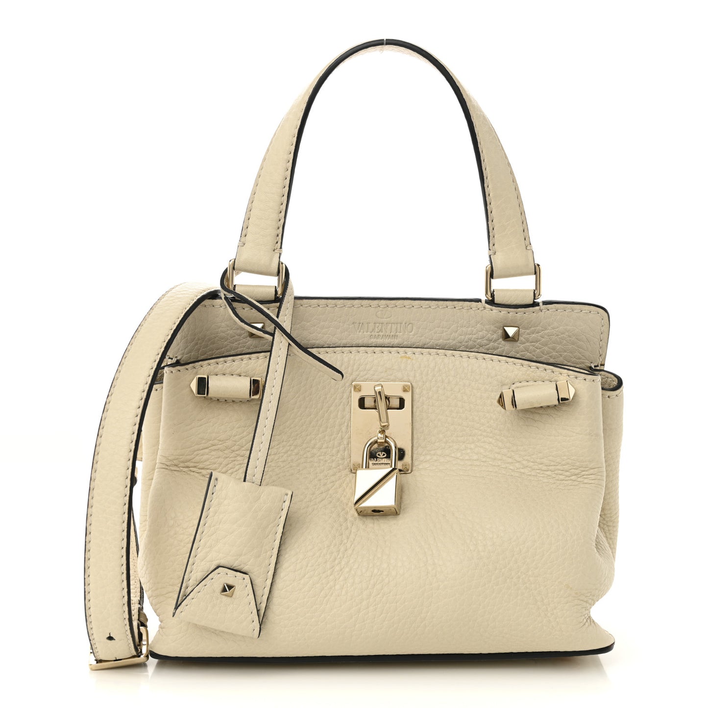 Pebbled Calfskin Small Joylock Satchel Ivory