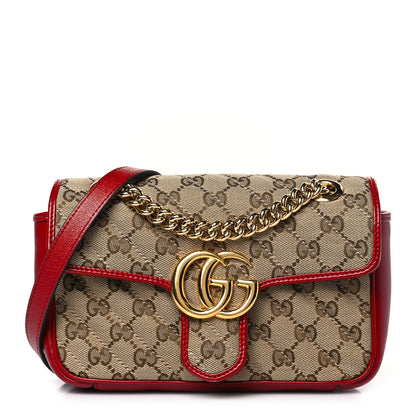 Gucci Monogram Azalea Calfskin Matelasse Diagonal Mini GG Marmont Shoulder Bag Beige Ebony New Cherry Red 1 of 9