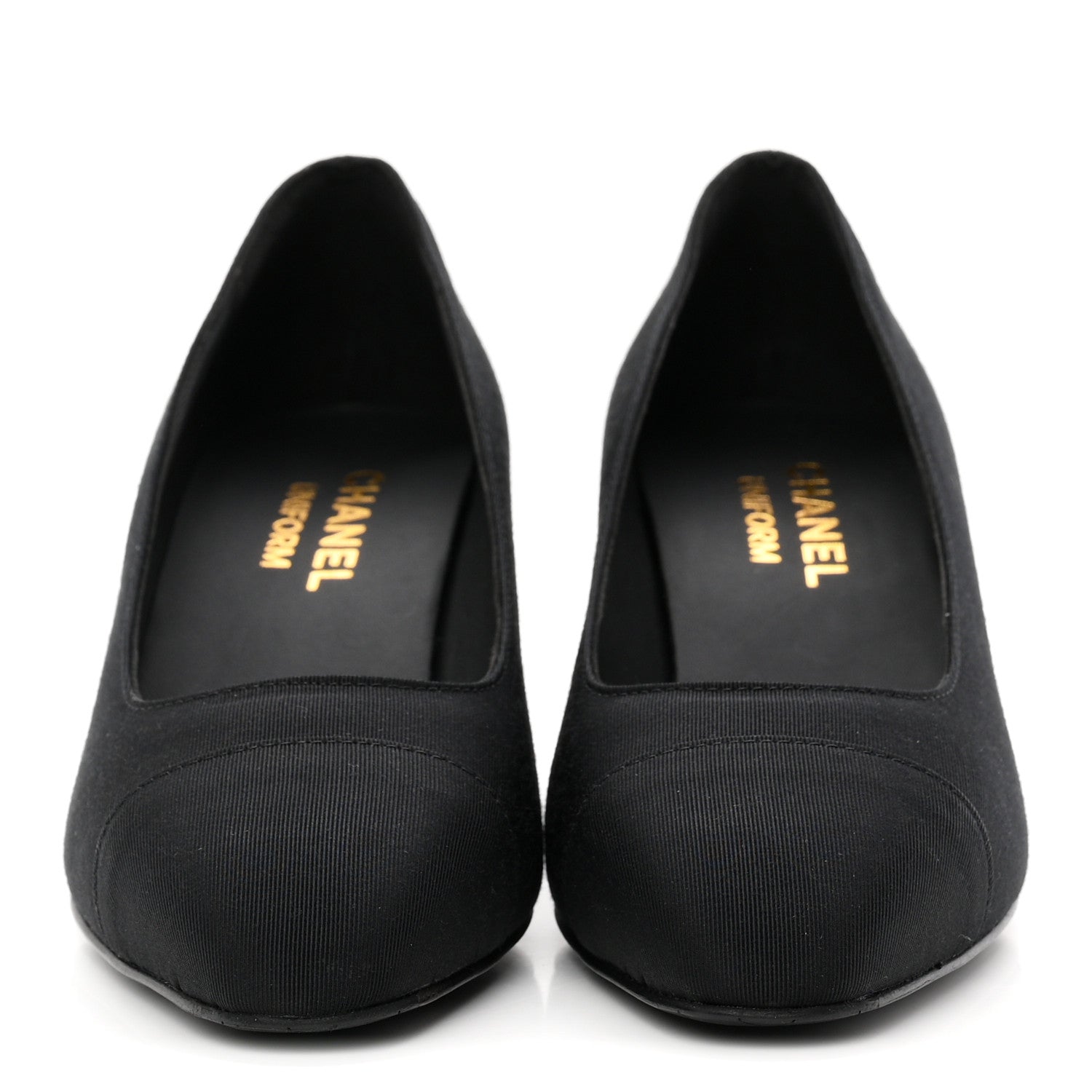 Chanel Grosgrain Cap Toe Uniform Pumps 35 Black 3 of 9