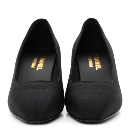 Chanel Grosgrain Cap Toe Uniform Pumps 35 Black 3 of 9