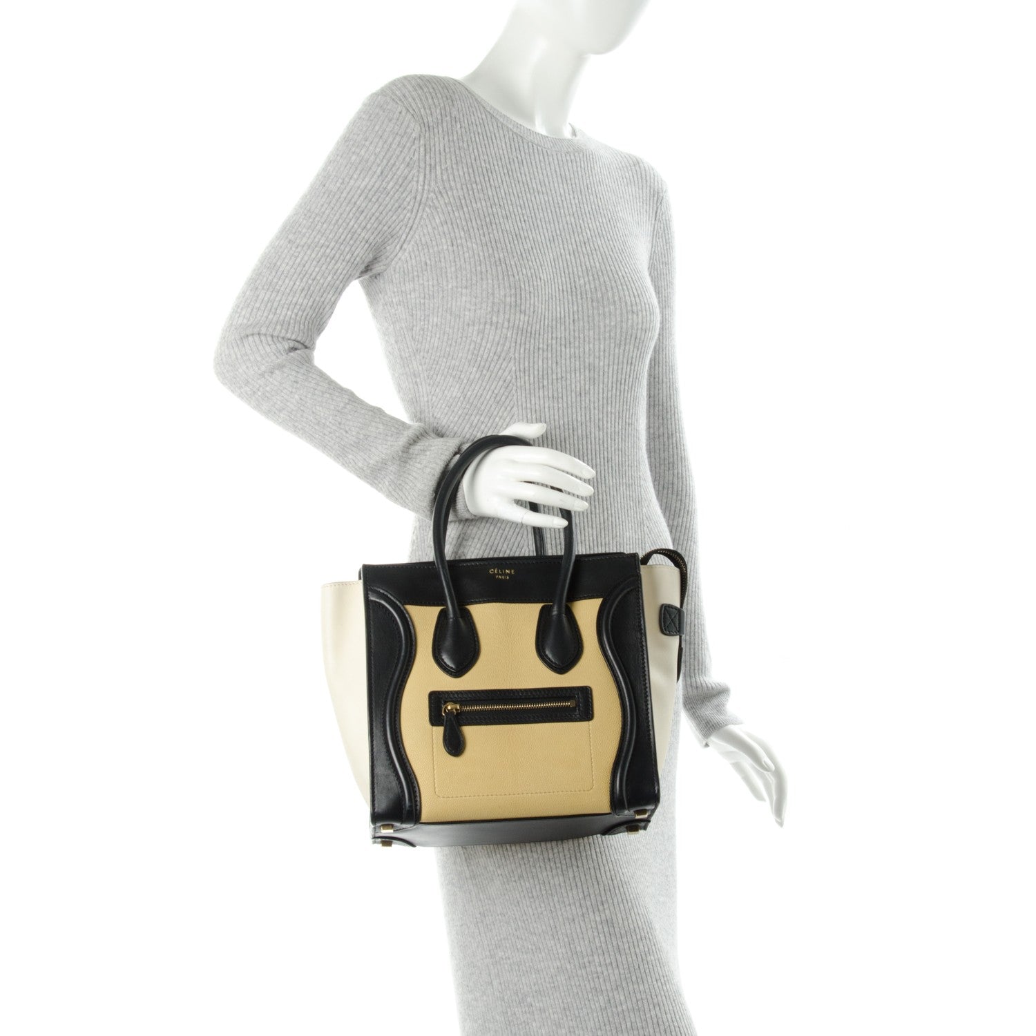 Celine Smooth Velluto Calfskin Micro Tri-Color Luggage Vanilla 2 of 8