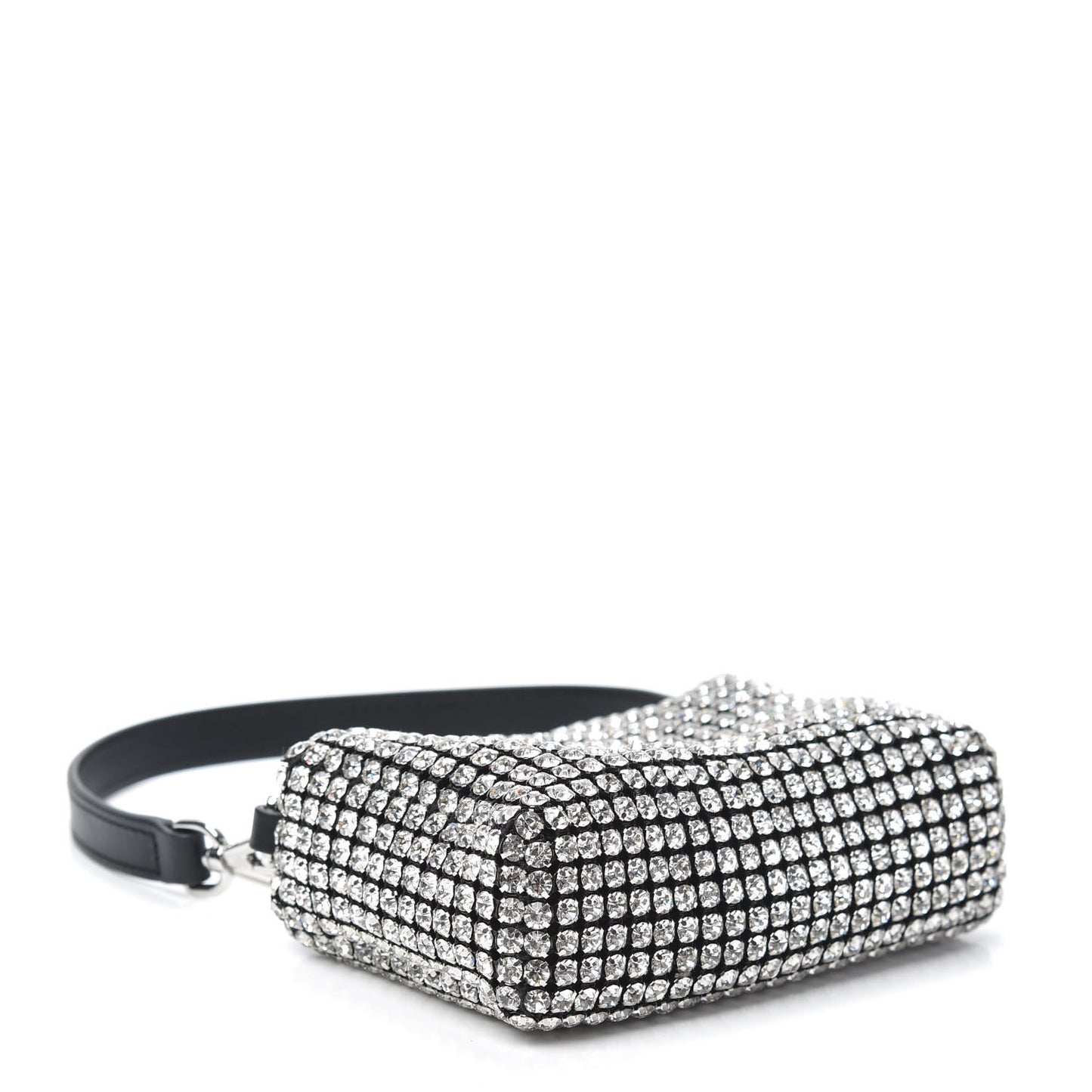 Mesh Crystal Rhinestone Mini Heiress Pouch Black Silver