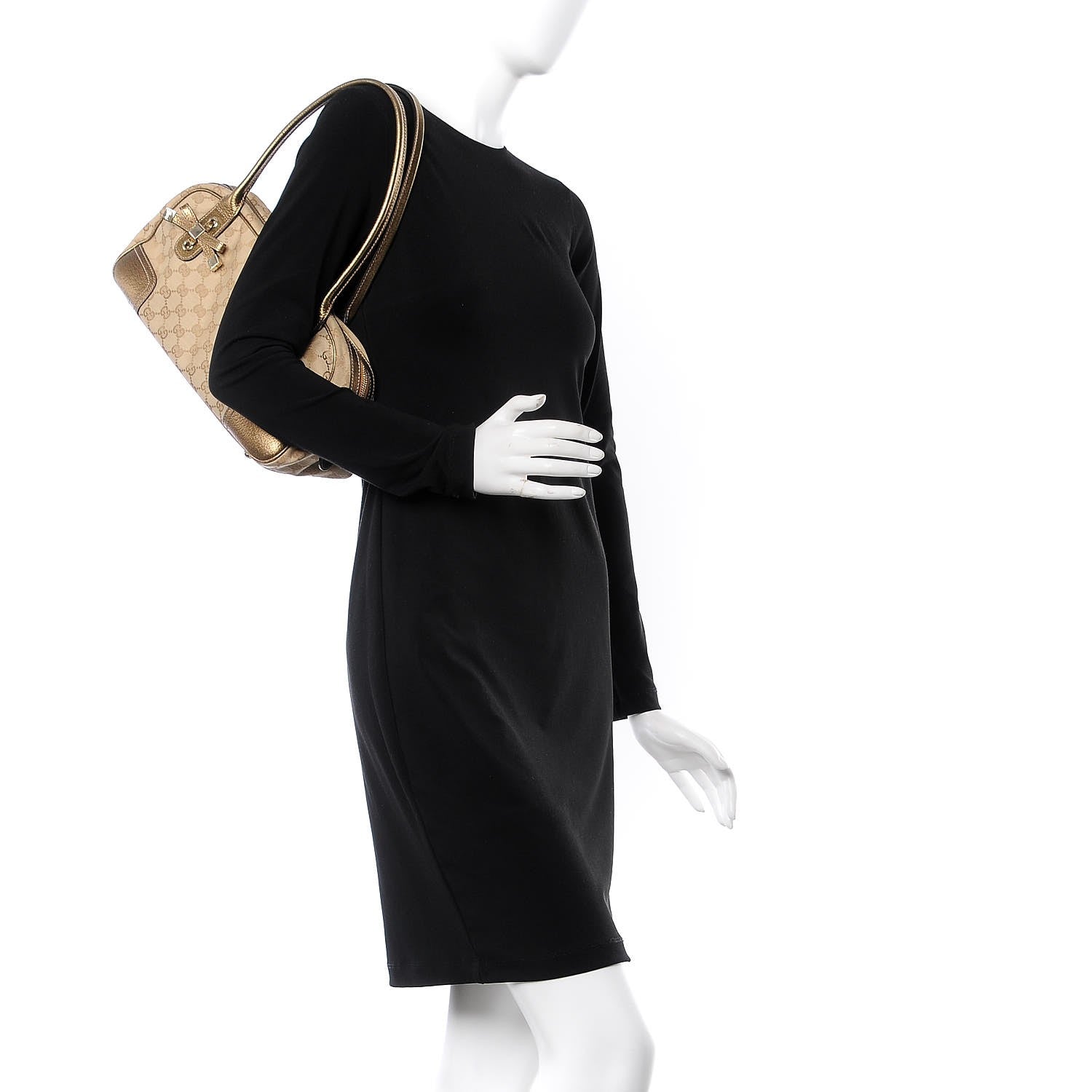 Gucci Monogram Small Princy Satchel Metallic 2 of 7