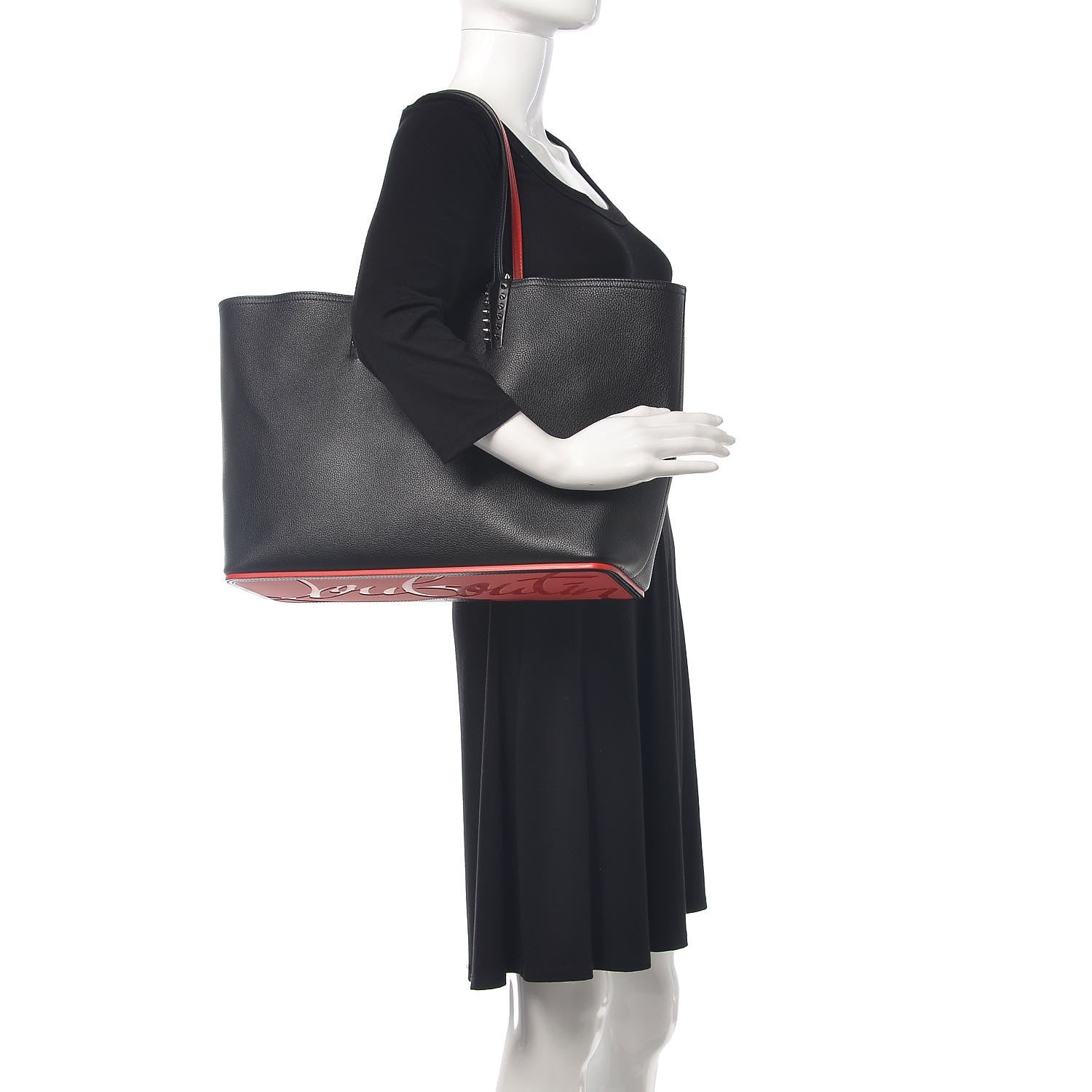 Christian Louboutin Calfskin Spikes East West Cabata Tote Black 2 of 12