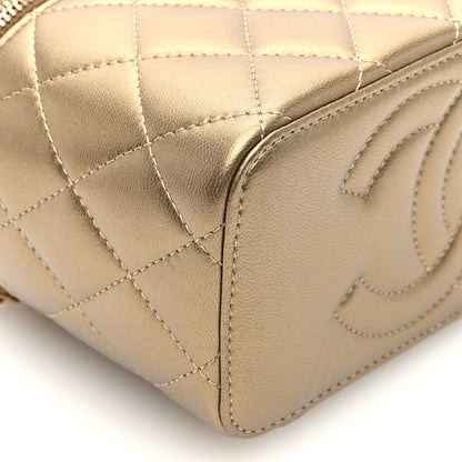 Chanel Metallic Lambskin Quilted Small CC Dynasty Vanity Case With Chain Gold 10 of 11