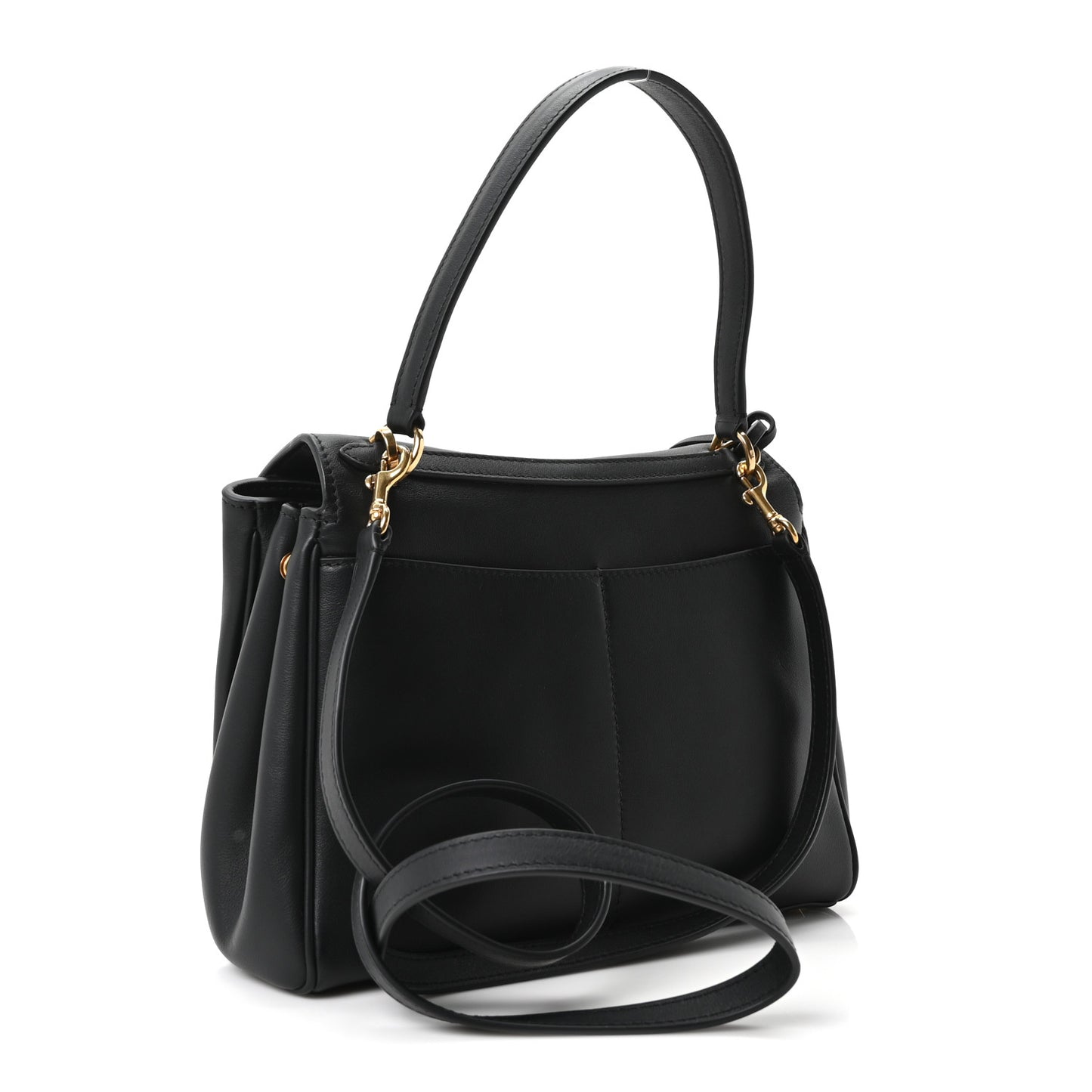Natural Smooth Calfskin Small Rodeo Top Handle Handbag Black