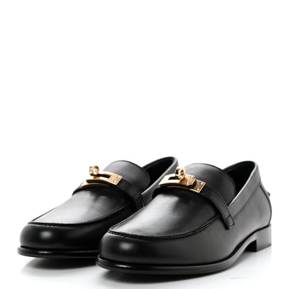 Hermes Calfskin Womens Destin Loafers 37 Black 3 of 12