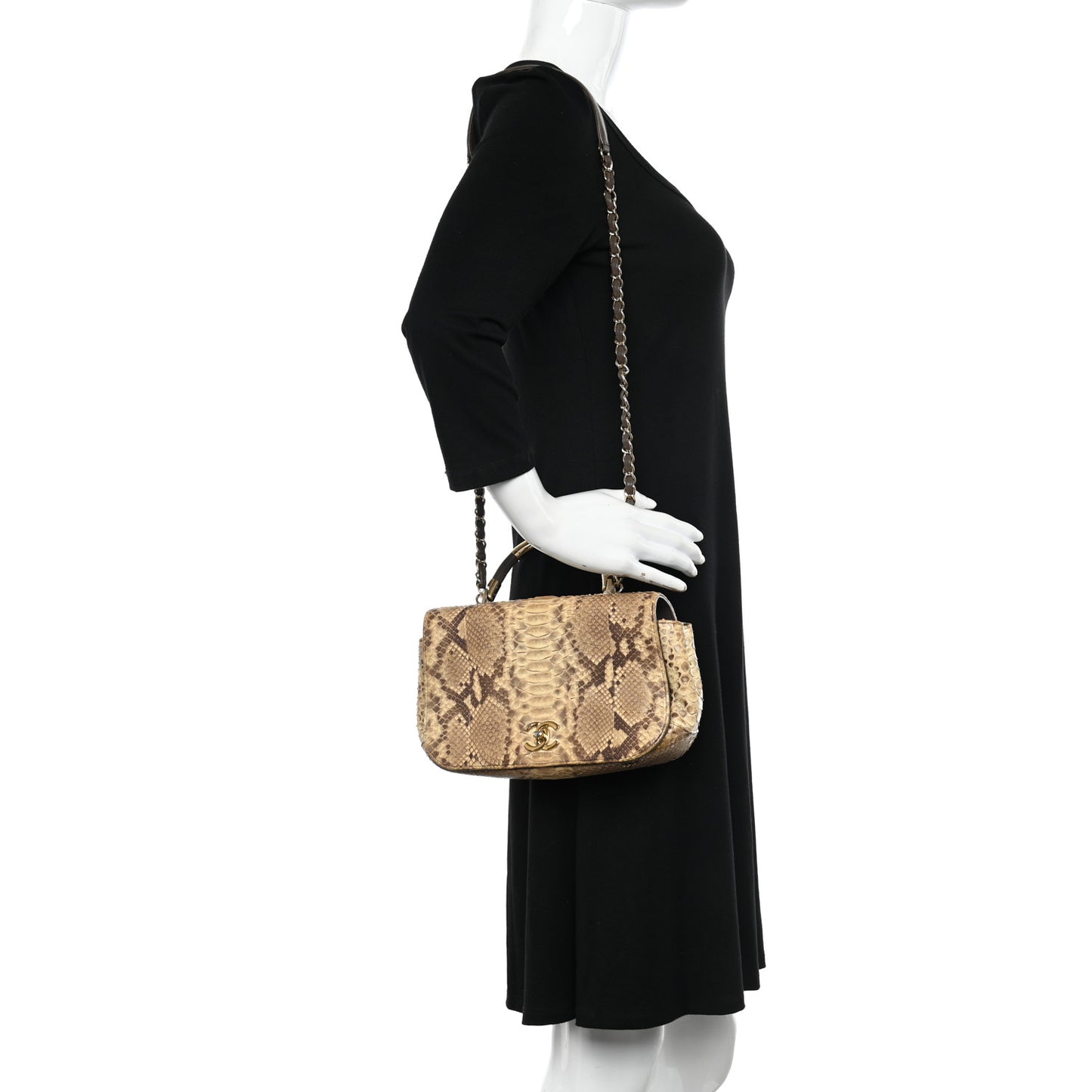 Snakeskin Metal Top Handle Carry Chic Flap