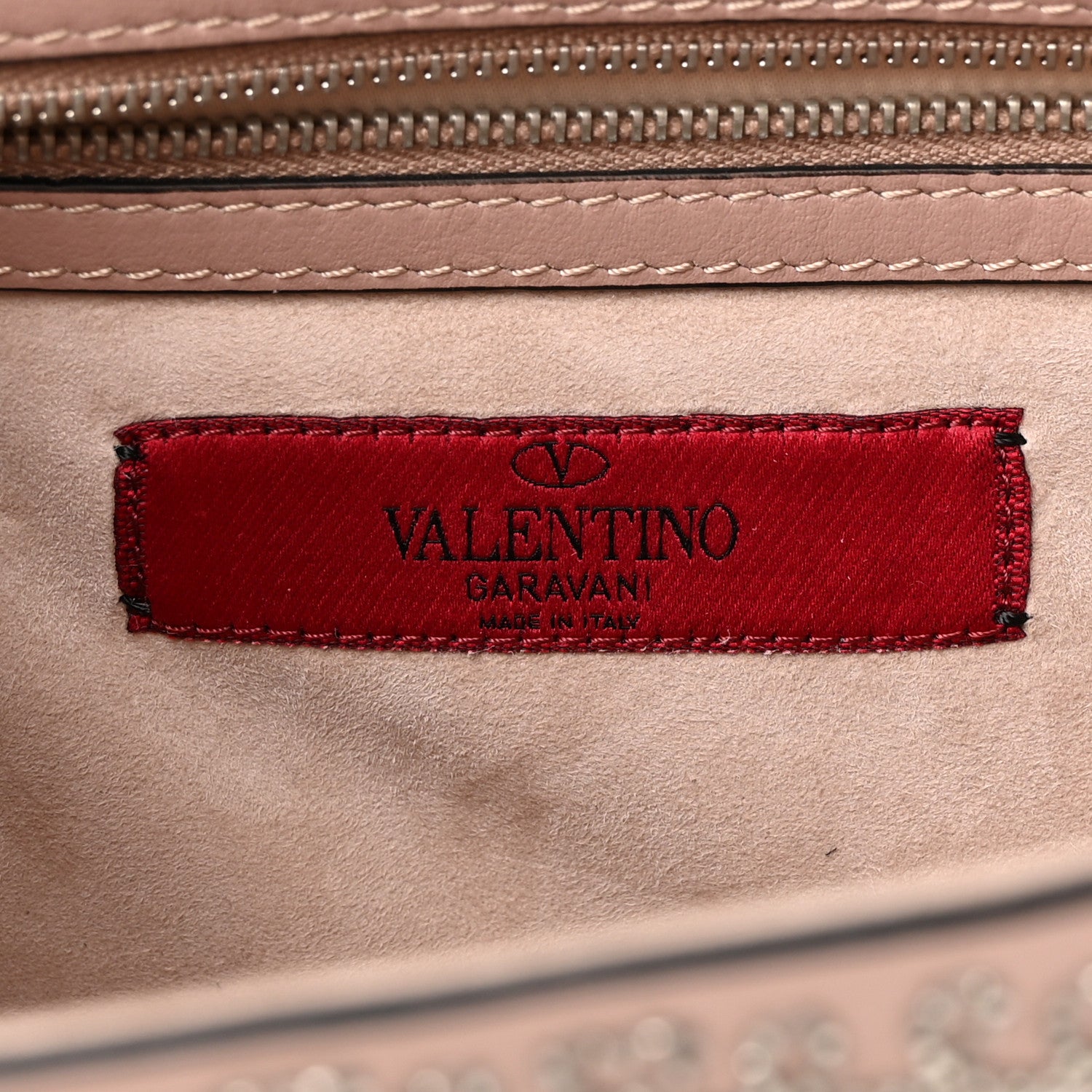 Valentino Garavani Vitello Crystal Embellished Medium Glam Lock Rockstud Flap Poudre 6 of 9