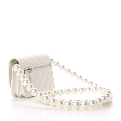 Chanel Calfskin Quilted CC Pearl Mini Wallet On Chain Flap White 3 of 11