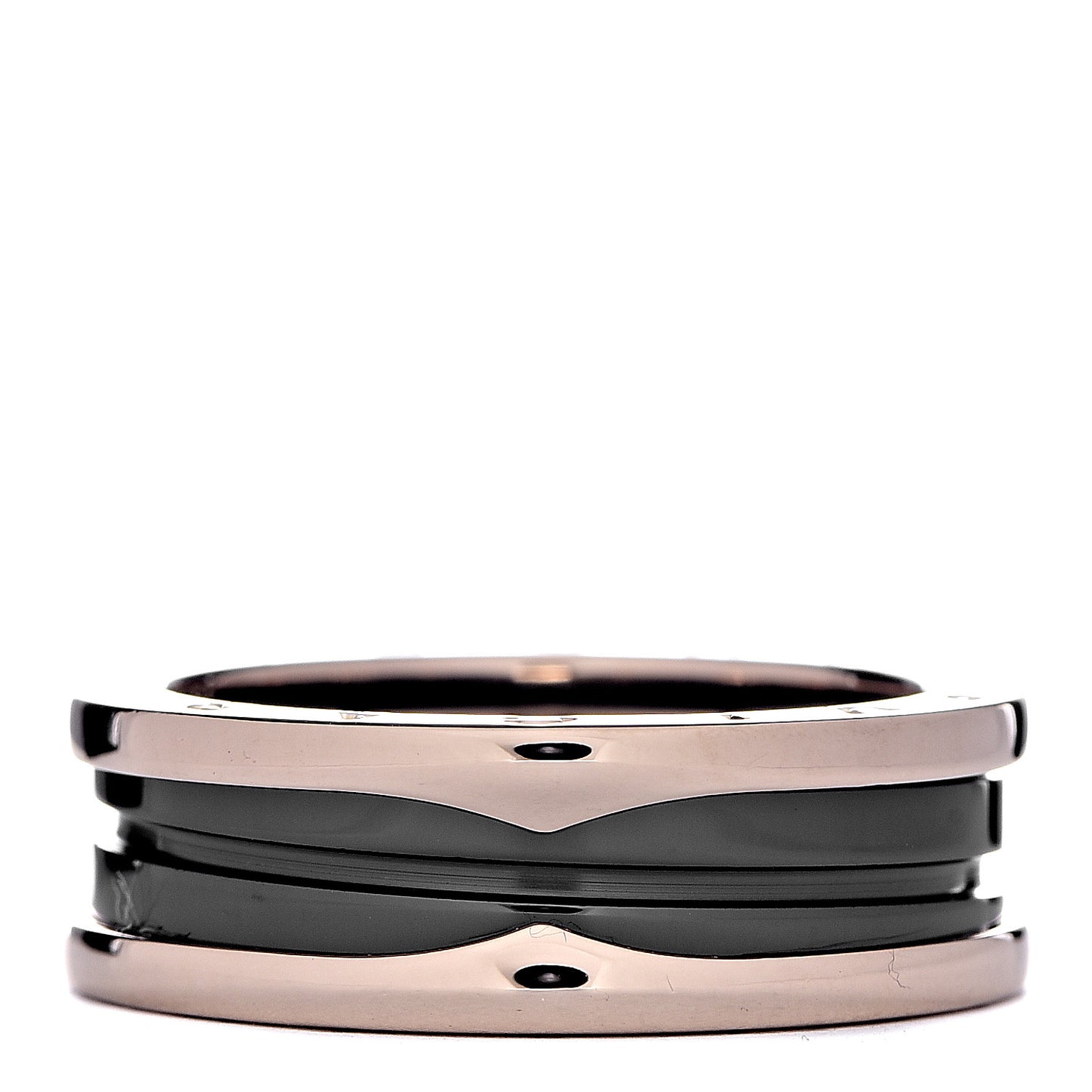 18K Rose Gold Black Ceramic B.Zero1 Two-Band Ring 65 11