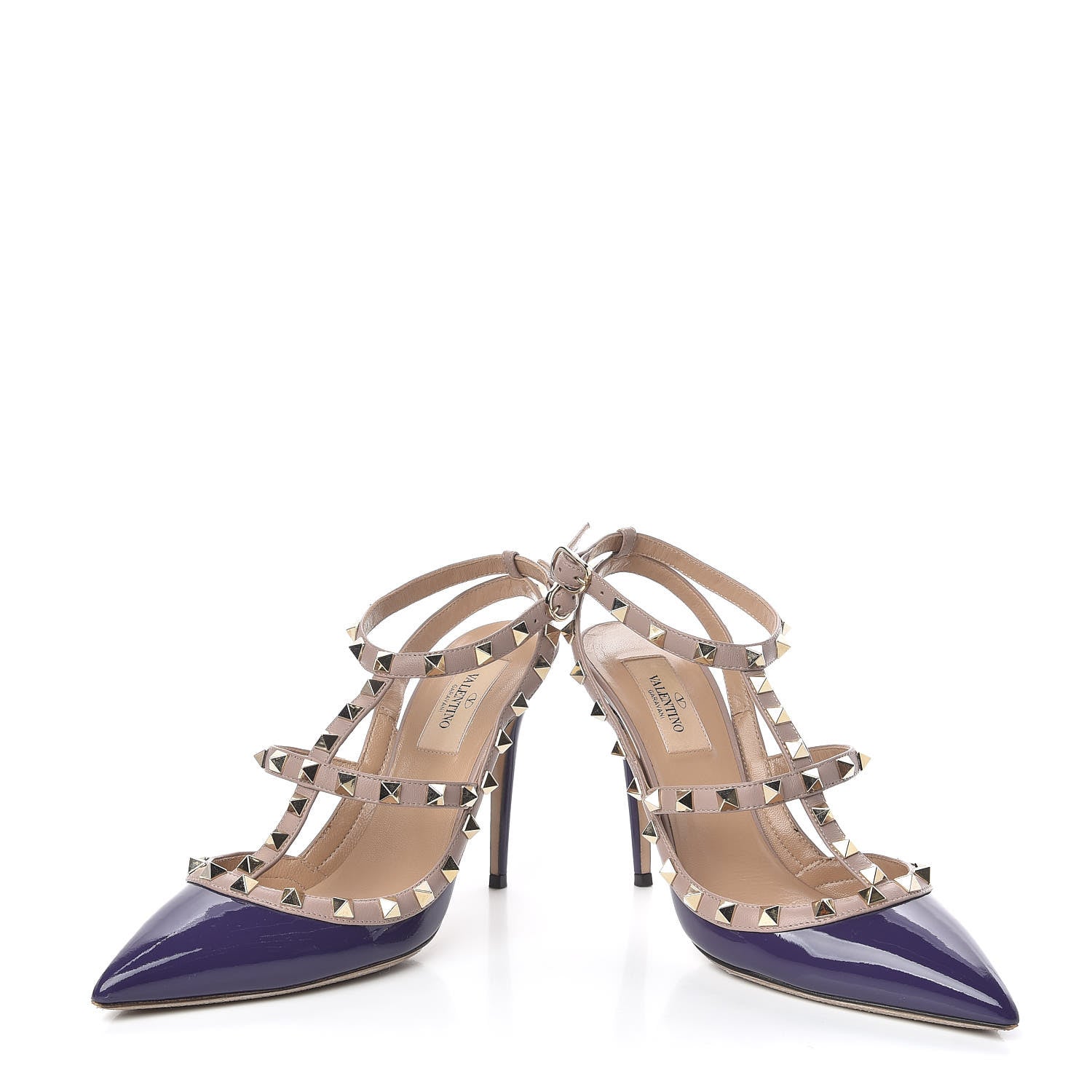 Valentino Garavani Patent Rockstud Ankle Strap Pumps 38 Purple Poudre 6 of 10
