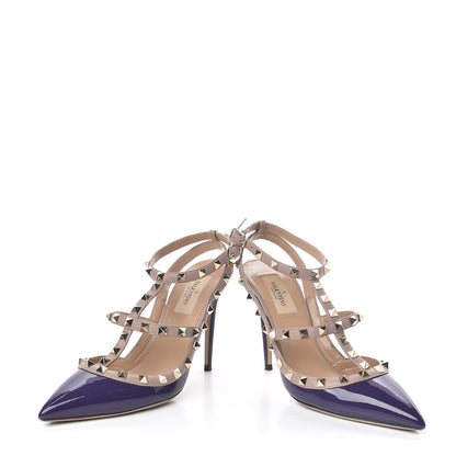 Valentino Garavani Patent Rockstud Ankle Strap Pumps 38 Purple Poudre 6 of 10