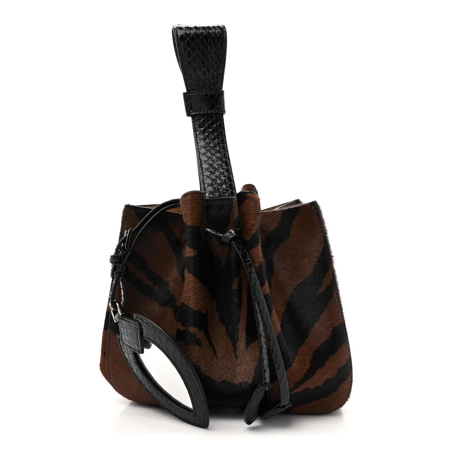 Alaia Pony Hair Zebra Print Snakeskin Rose-Marie 19 Bag Brown Black 1 of 9