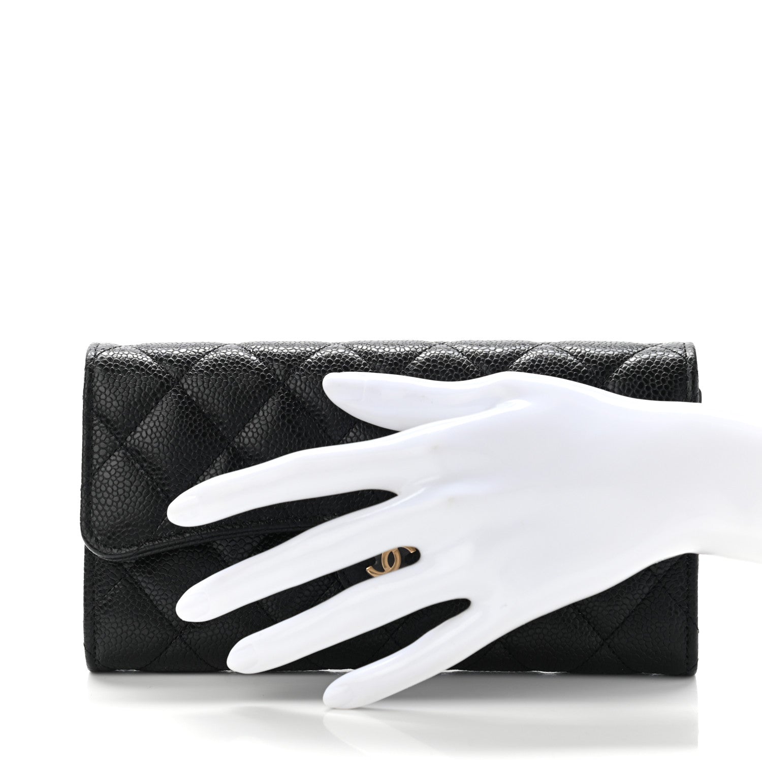 Chanel Caviar Quilted Large Gusset Flap Wallet Black 2 of 8