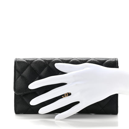 Chanel Caviar Quilted Large Gusset Flap Wallet Black 2 of 8